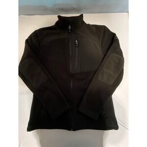 Fossa Apparel Men's Black Full Zip Fleece Jacket Hybrid Elbow Patches - Med